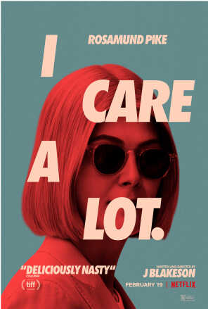 Poster: Red photo of woman with sunglasses looking at the camera